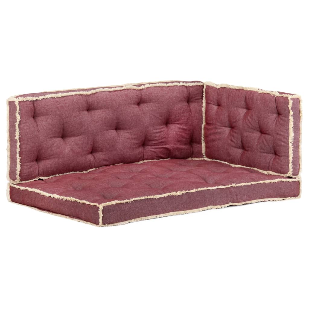 Poza vidaXL Set perne pentru canapea din paleti, 3 piese, rosu burgundia