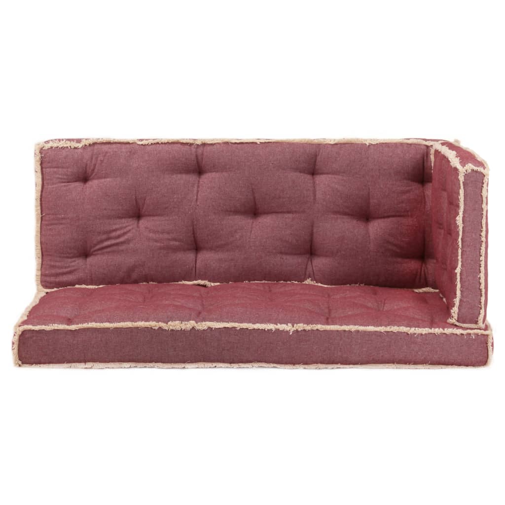 vidaXL Pagalvių sofai iš palečių rinkinys, 3 dalių, tamsiai raudonas