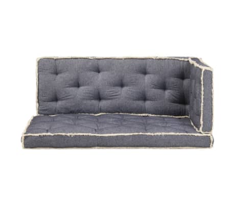 vidaXL Pagalvių sofai i&scaron; palečių rinkinys, 3 dalių, mėlynos spalvos