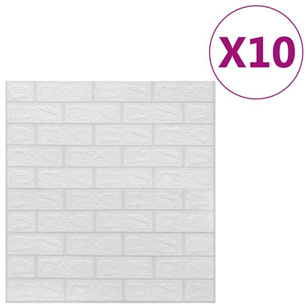 vidaXL 3D tapeet, tellised, iseliimuvad, 10 tk, valge