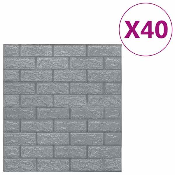 vidaXL 3D tapeet, tellised, iseliimuvad, 40 tk, antratsiithall