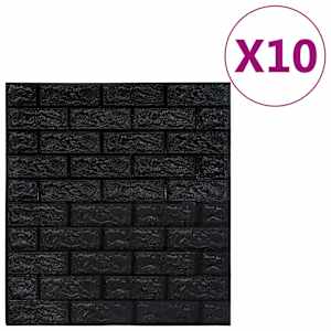 vidaXL 3D tapeet, tellised, iseliimuvad, 10 tk, must