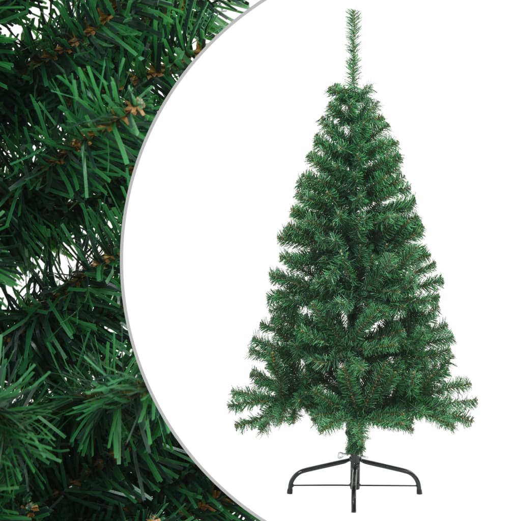 Künstlicher Halber Weihnachtsbaum mit Ständer Grün 120 cm PVC