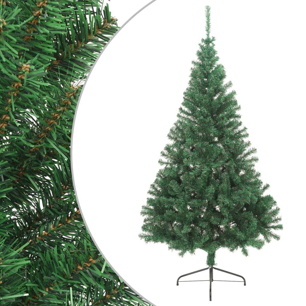 vidaXL kunstigt halvt juletræ med juletræsfod 240 cm PVC grøn