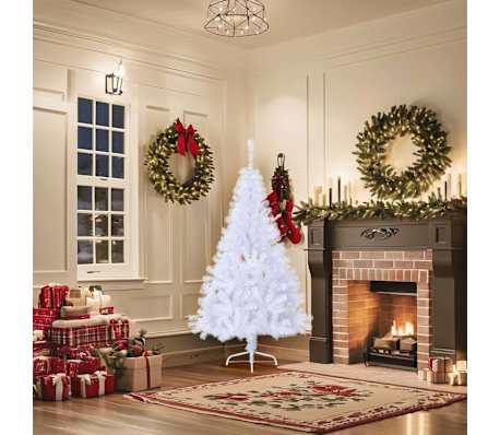 vidaXL Kunstkerstboom met standaard half 150 cm PVC wit