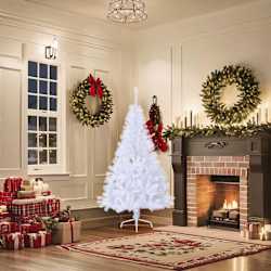 vidaXL Sapin de No&euml;l artificiel moiti&eacute; avec support blanc 150 cm PVC