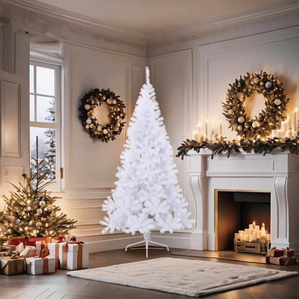 vidaXL Kunstkerstboom met standaard half 180 cm PVC wit afbeelding