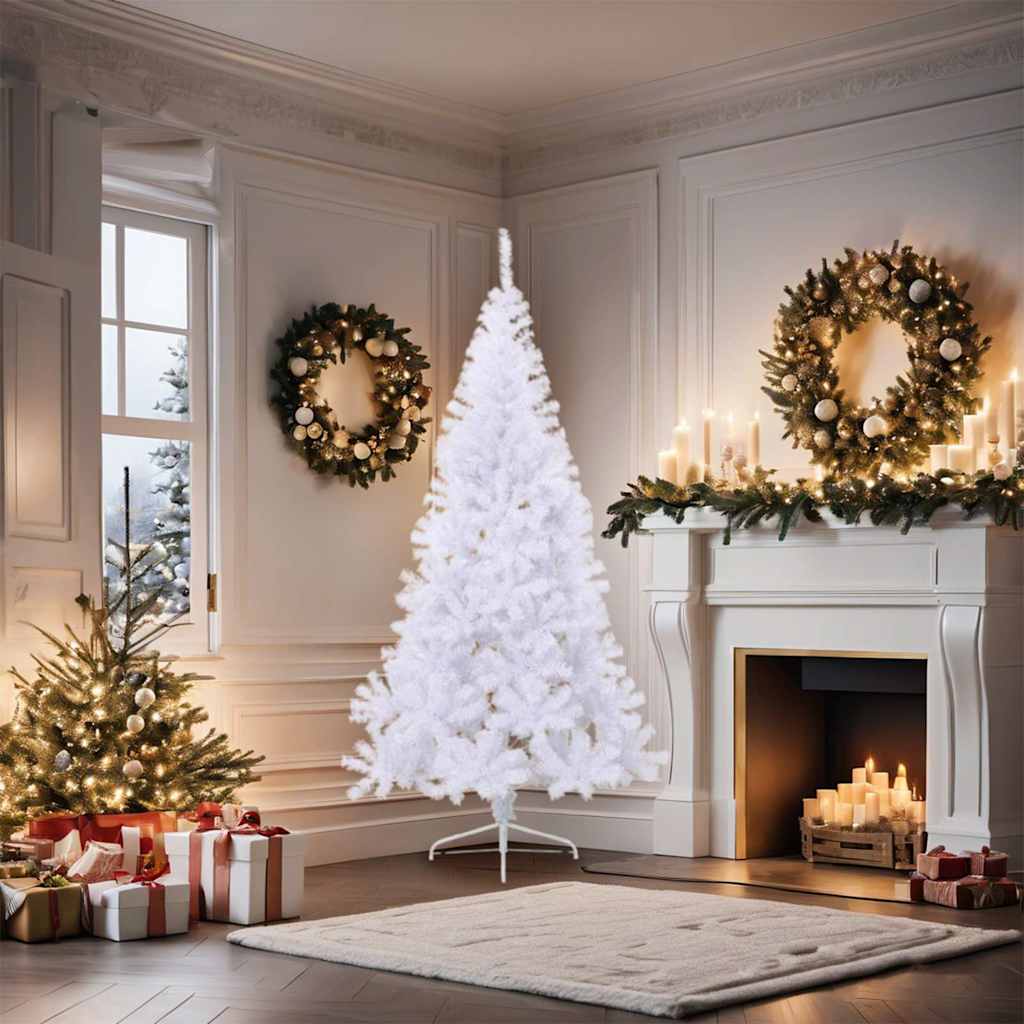 vidaXL - Kunstkerstboom - met - standaard - half - 180 - cm - PVC - wit