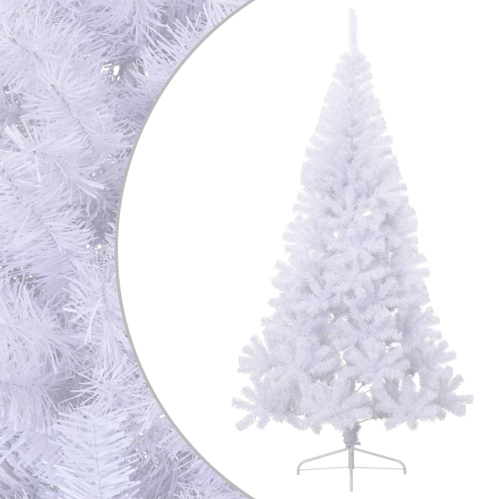 vidaXL kunstigt halvt juletræ med juletræsfod 210 cm PVC hvid