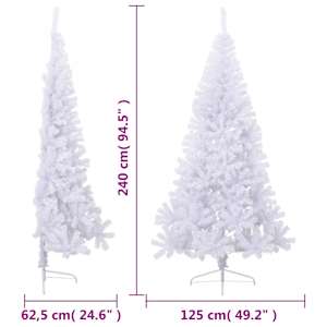 Umělý poloviční vánoční stromek se stojanem bílý 240 cm PVC - obrázek 8