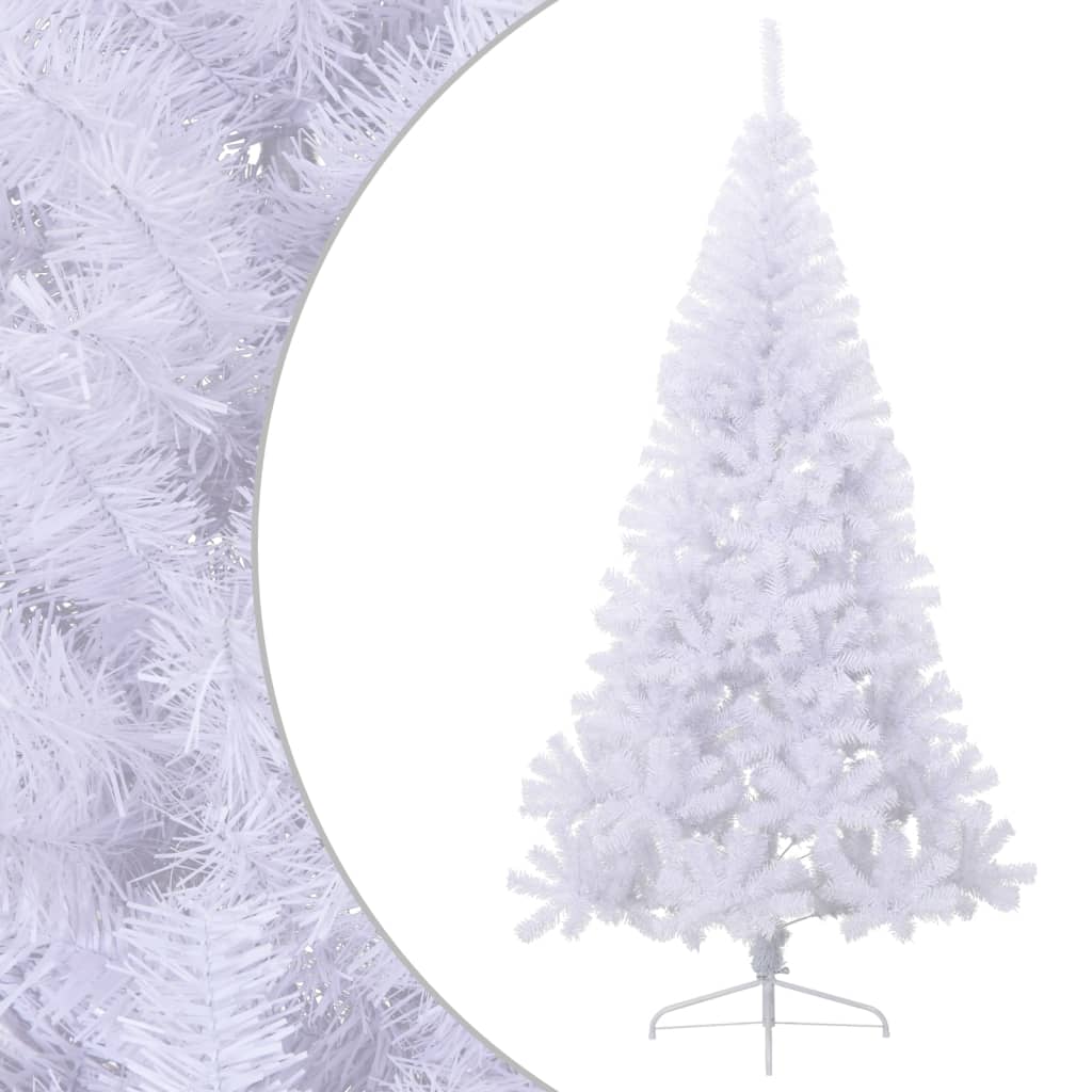 vidaXL kunstigt halvt juletræ med juletræsfod 240 cm PVC hvid
