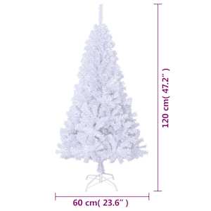 Umělý vánoční stromek s hustými větvemi bílý 120 cm PVC - obrázek 7