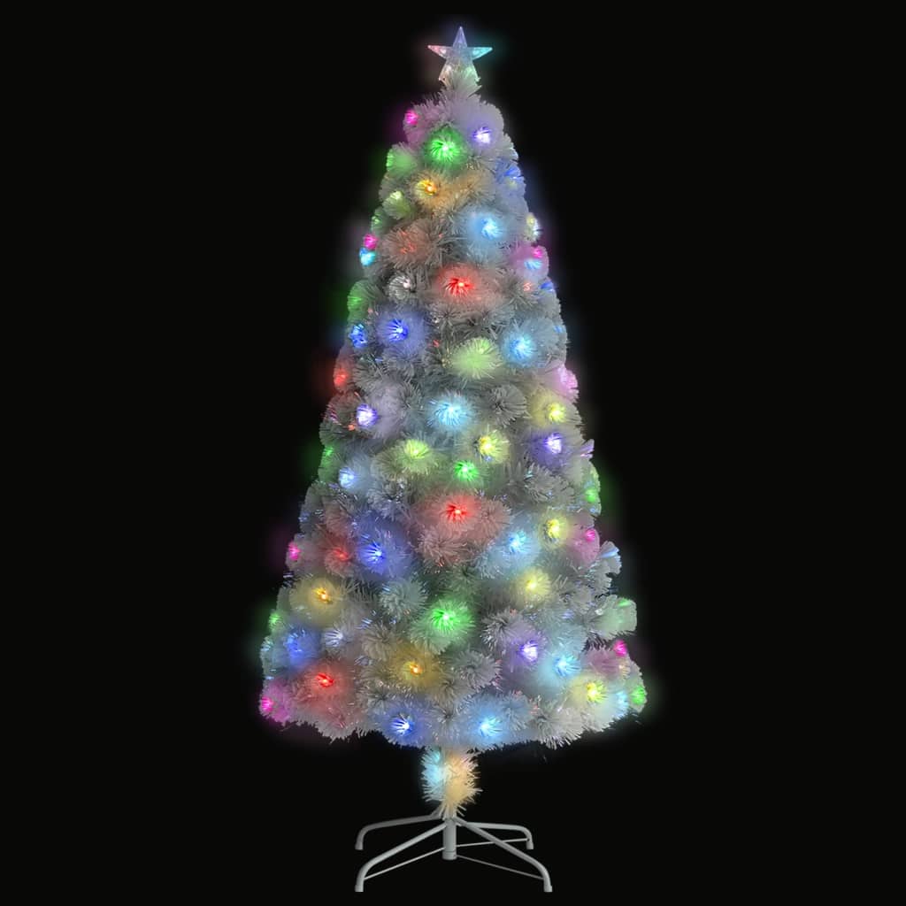 vidaXL Brad Crăciun artificial cu LED, alb, 120 cm, fibră optică