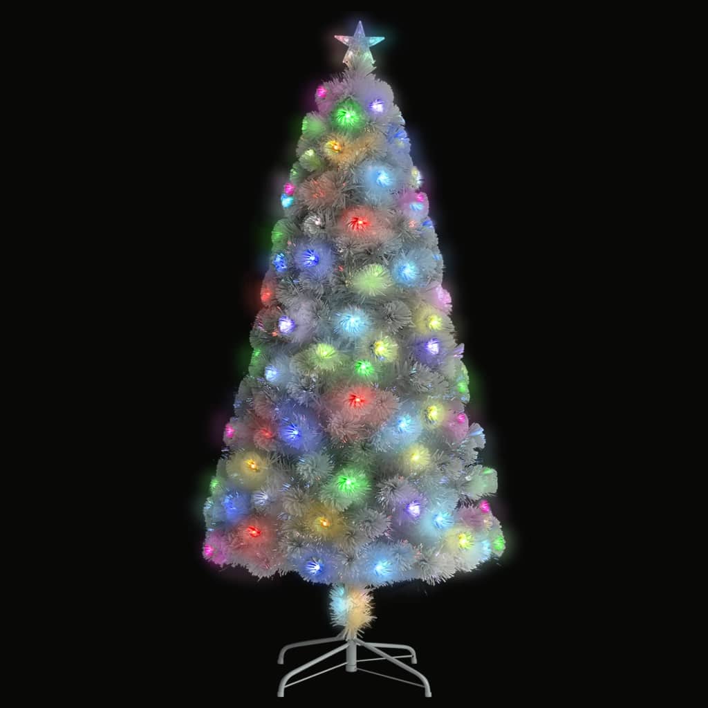 vidaXL Kunstkerstboom met verlichting 120 cm glasvezel wit afbeelding