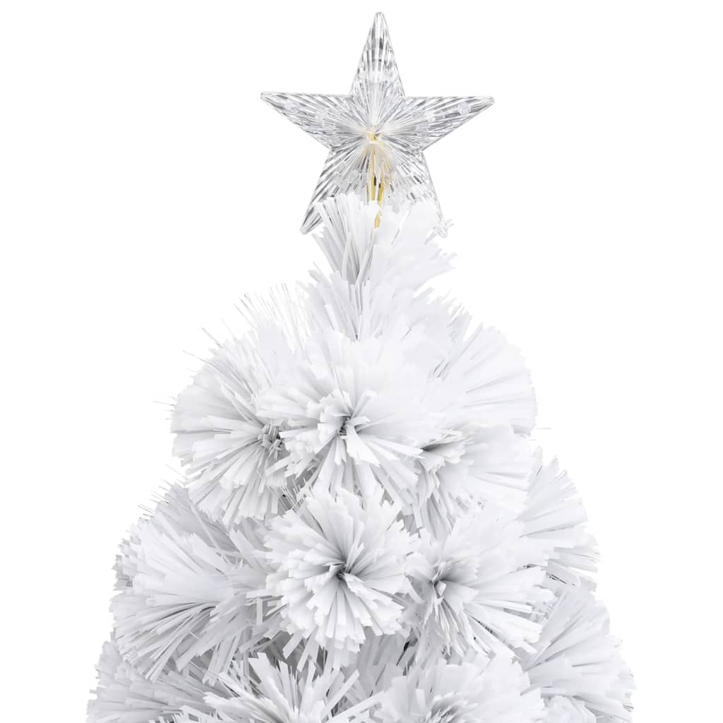  Umelý vianočný stromček s LED biely 120 cm optické vlákno