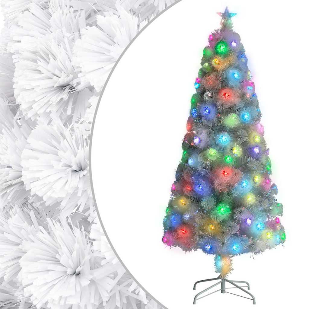 vidaXL kunstigt juletræ med lys 150 cm fiberoptisk hvid