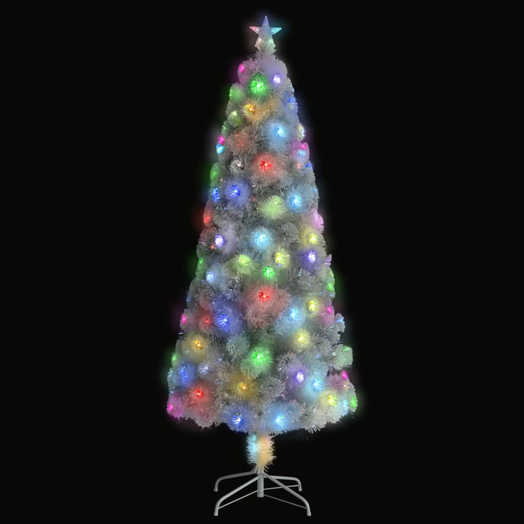 vidaXL Brad Crăciun artificial cu LED, alb, 210 cm, fibră optică
