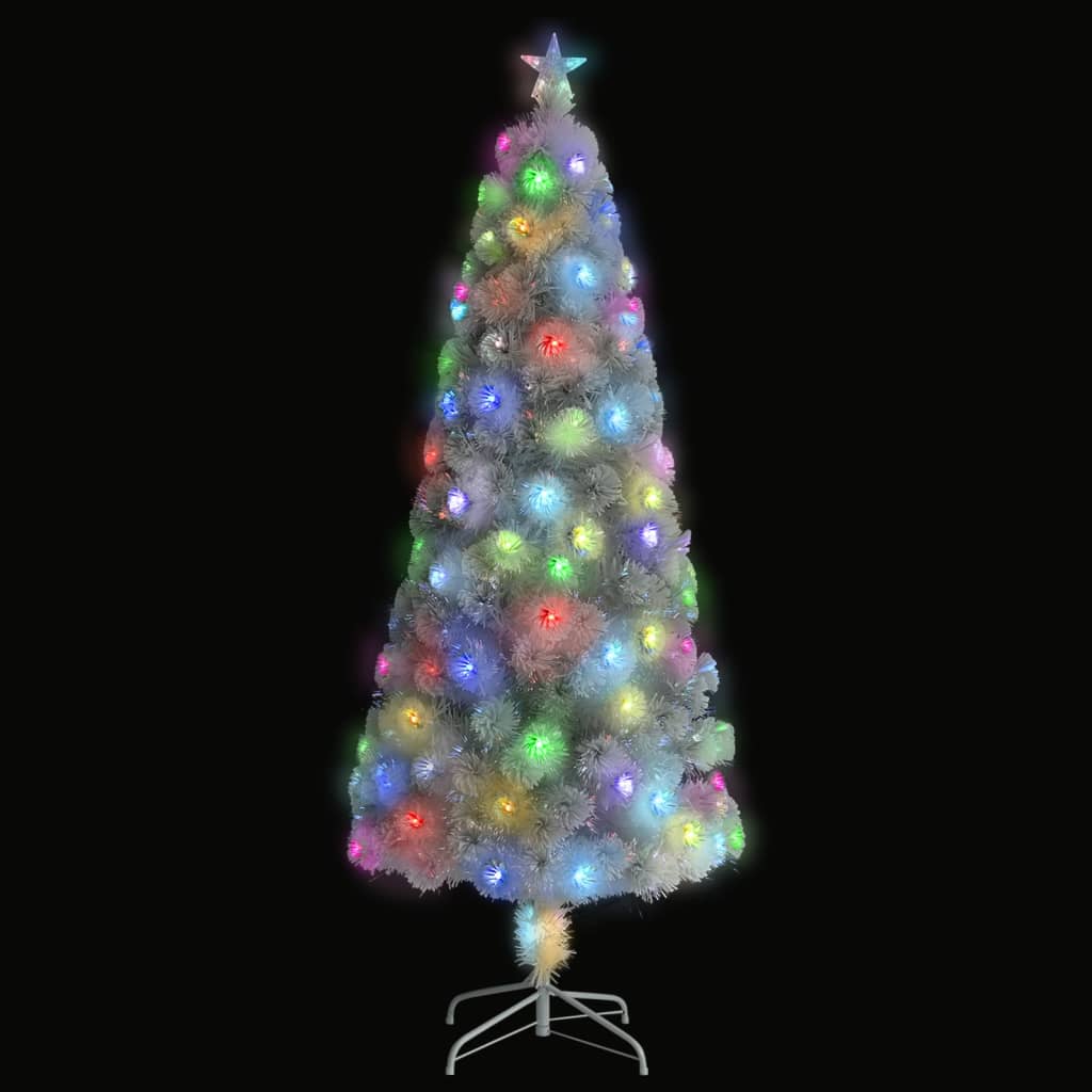vidaXL Kunstkerstboom met verlichting 210 cm glasvezel wit afbeelding