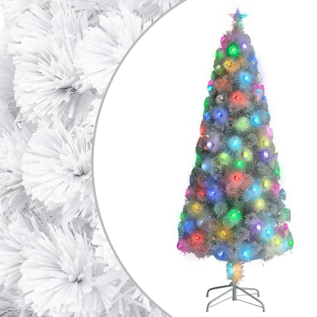vidaXL Vánoční stromek s LED osvětlením bílý 240 cm optické vlákno