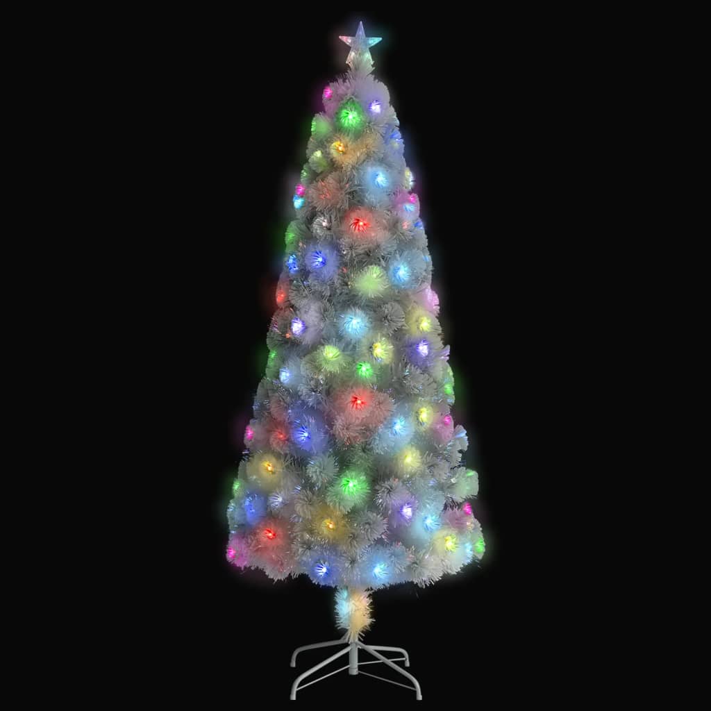 vidaXL Brad Crăciun artificial cu LED, alb, 240 cm, fibră optică