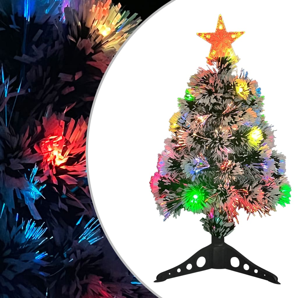 Petrashop  Umělý vánoční stromek s LED bílý a modrý 64 cm optické vlákno