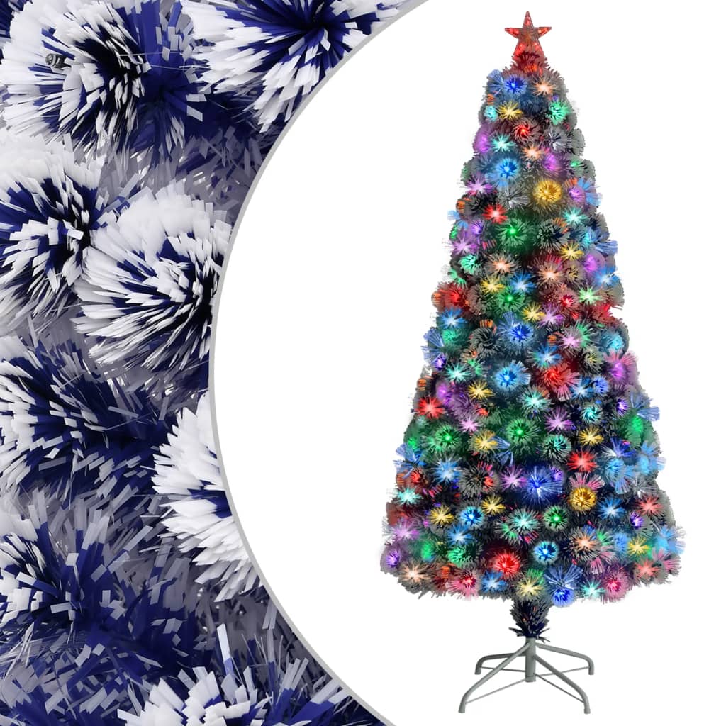 vidaXL Künstlicher Weihnachtsbaum mit Beleuchtung 150 cm Glasfaser