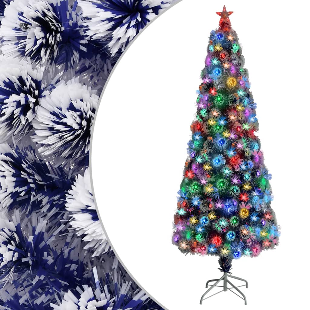 Vánoční stromek LED osvětlení bílý modrý 240 cm optické vlákno
