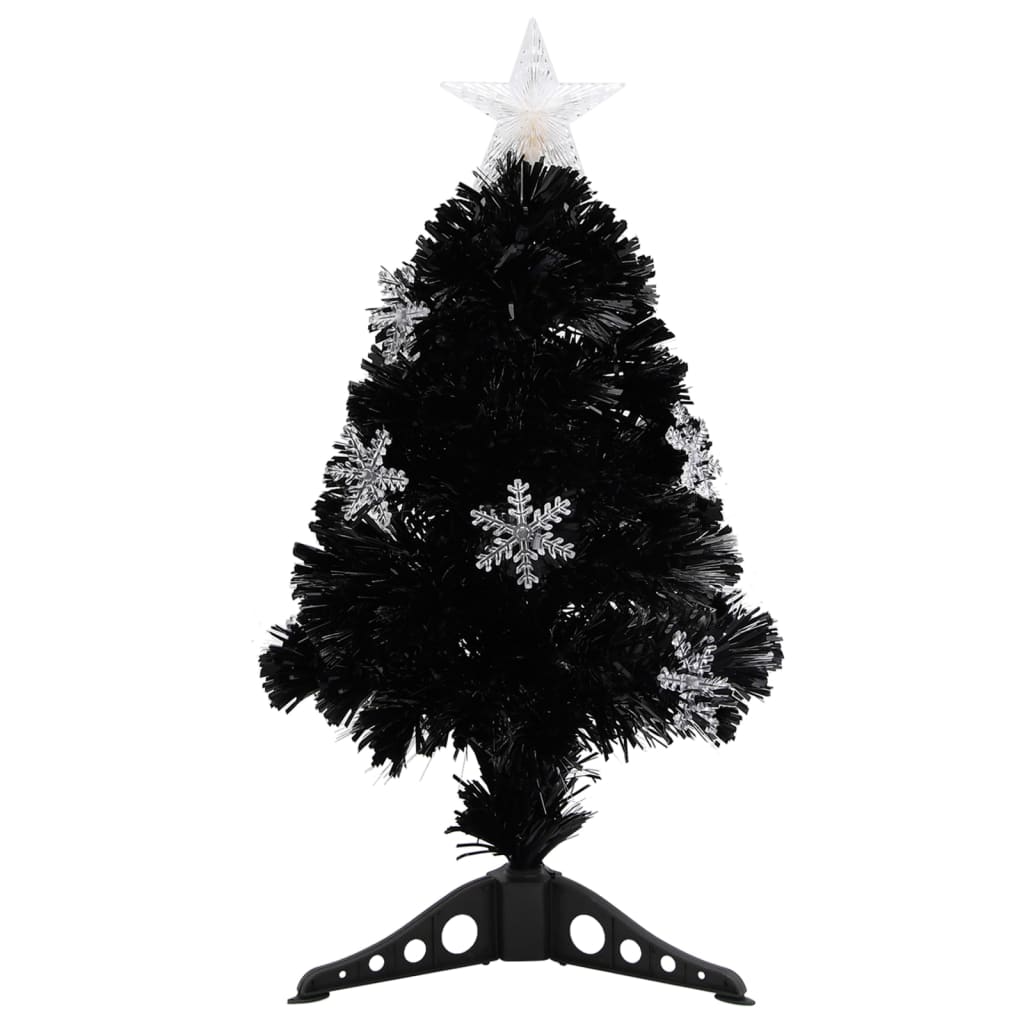 vidaXL Weihnachtsbaum mit LED-Schneeflocken Schwarz 64 cm Fiberoptik