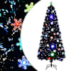 vidaXL kunstkuusk LED-lumehelvestega, must, 180 cm, kiudoptiline