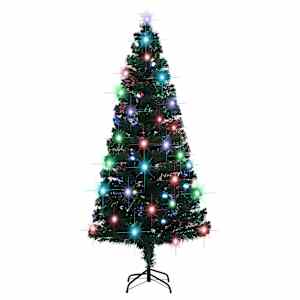 vidaXL Artificial Christmas Tree Green Fiber optic, Steel 6 ft