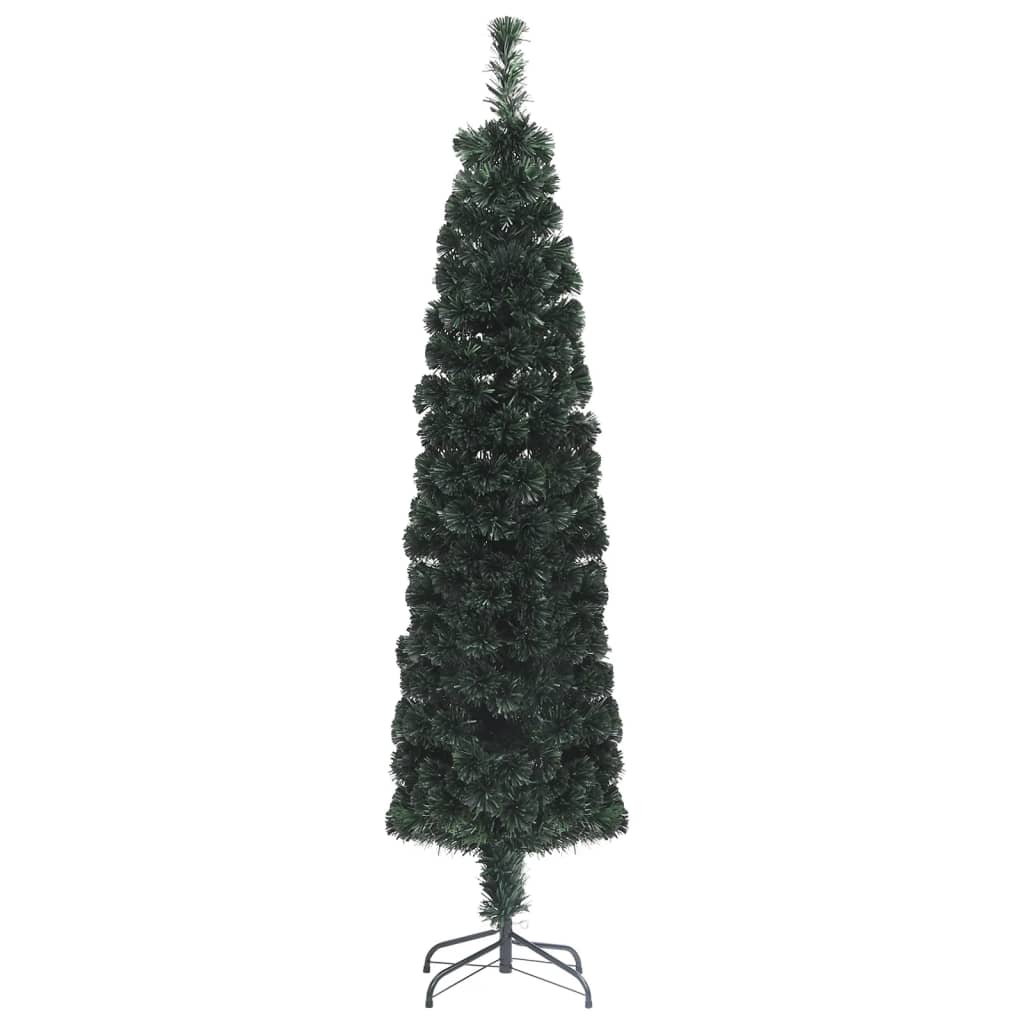 Image of vidaXL Artificial Slim Christmas Tree with Stand 150 cm Fibre Optic