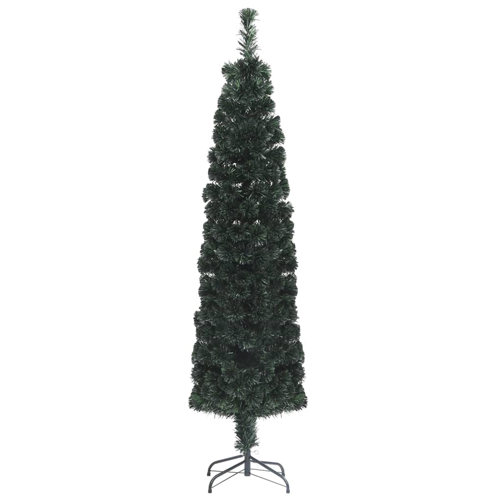 Image of vidaXL Artificial Slim Christmas Tree with Stand 180 cm Fibre Optic
