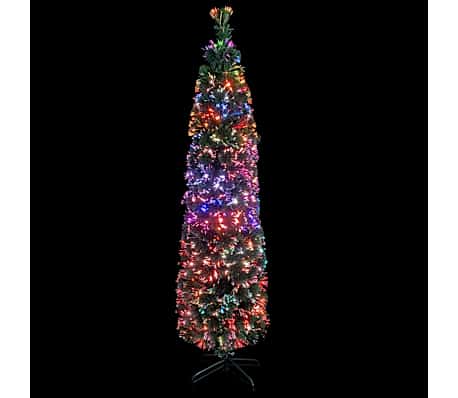 vidaXL Artificial Slim Christmas Tree with Stand 6 ft Fiber Optic