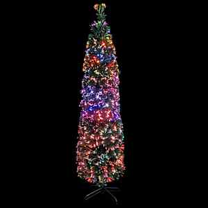 vidaXL Artificial Slim Christmas Tree with Stand 6 ft Fiber Optic