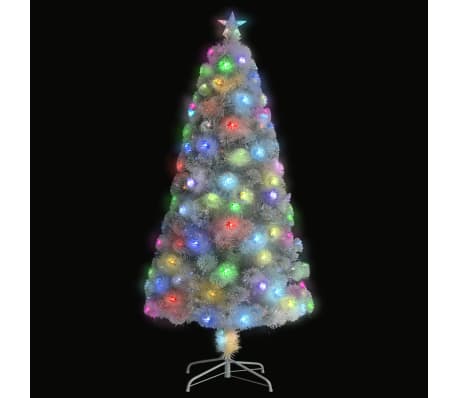 vidaXL Artificial Christmas Tree White Fiber optic, PVC, Steel 4 ft