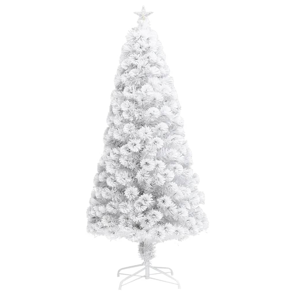 Image of vidaXL Artificial Pre-lit Christmas Tree White 150 cm Fibre Optic