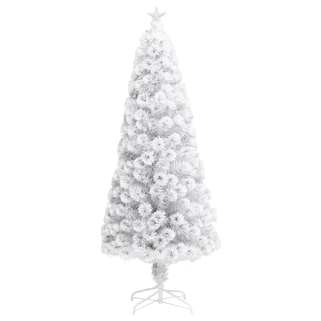 Image of vidaXL Artificial Pre-lit Christmas Tree White 180 cm Fibre Optic