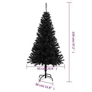 Umělý vánoční stromek se stojanem černý 120 cm PVC - obrázek 7