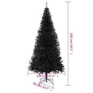Umělý vánoční stromek se stojanem černý 240 cm PVC - obrázek 6