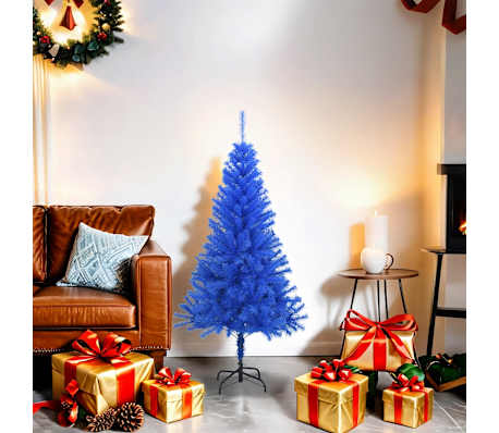 vidaXL kunstigt juletræ med juletræsfod 120 cm PVC blå