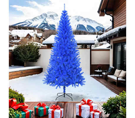 vidaXL Kunstkerstboom met standaard 240 cm PVC blauw