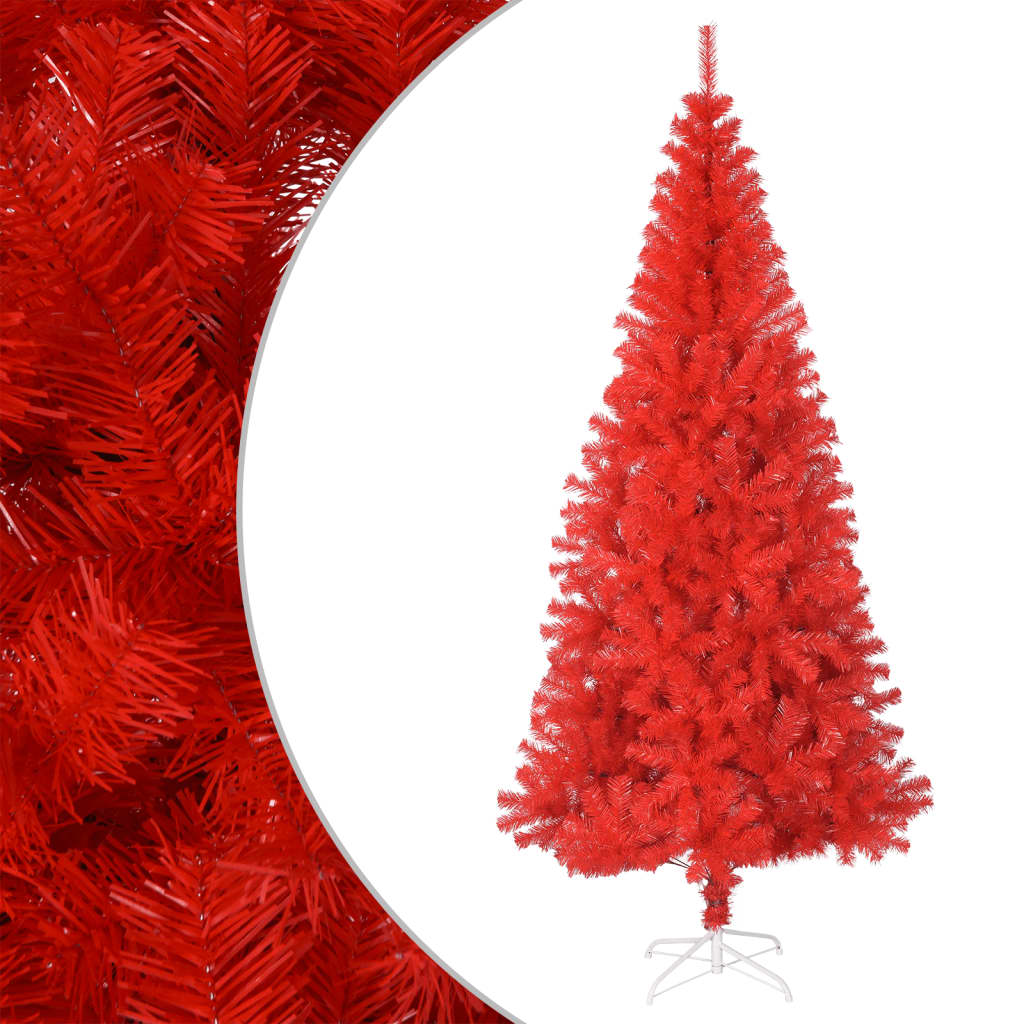 vidaXL kunstigt juletræ med juletræsfod 240 cm PVC rød