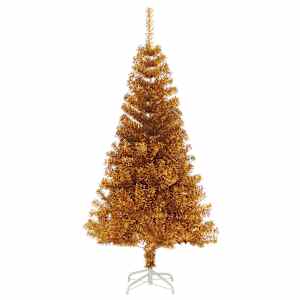 vidaXL &Aacute;rvore de Natal artificial com suporte 120 cm PET dourado