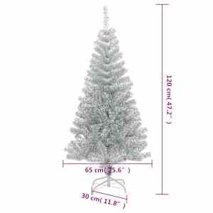 Umělý vánoční stromek se stojanem stříbrný 120 cm PET - obrázek 6