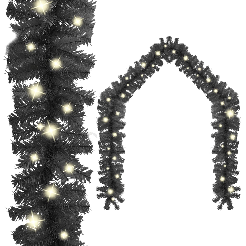 vidaXL Ghirlandă de Crăciun cu lumini LED, negru, 5 m vidaXL