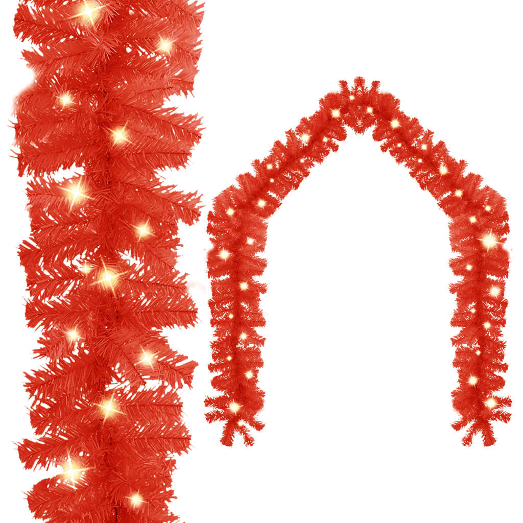 juleguirlande med LED-lys 5 m rød