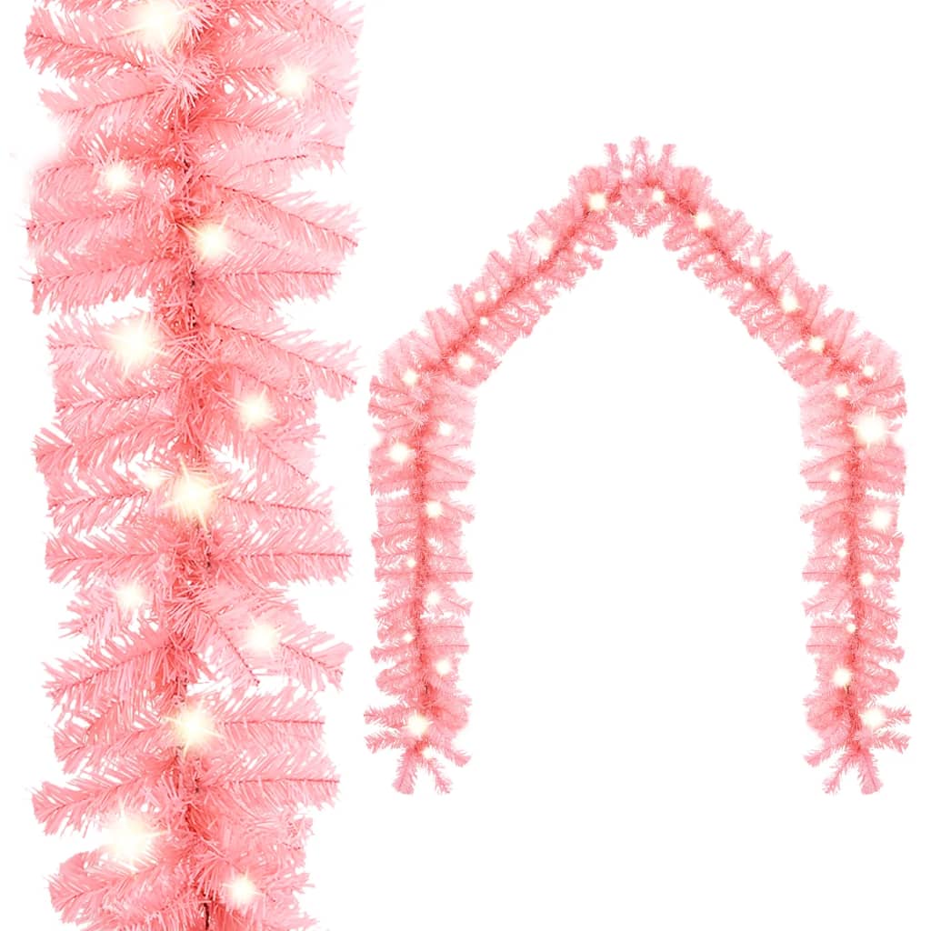 vidaXL juleguirlande med LED-lys 5 m pink