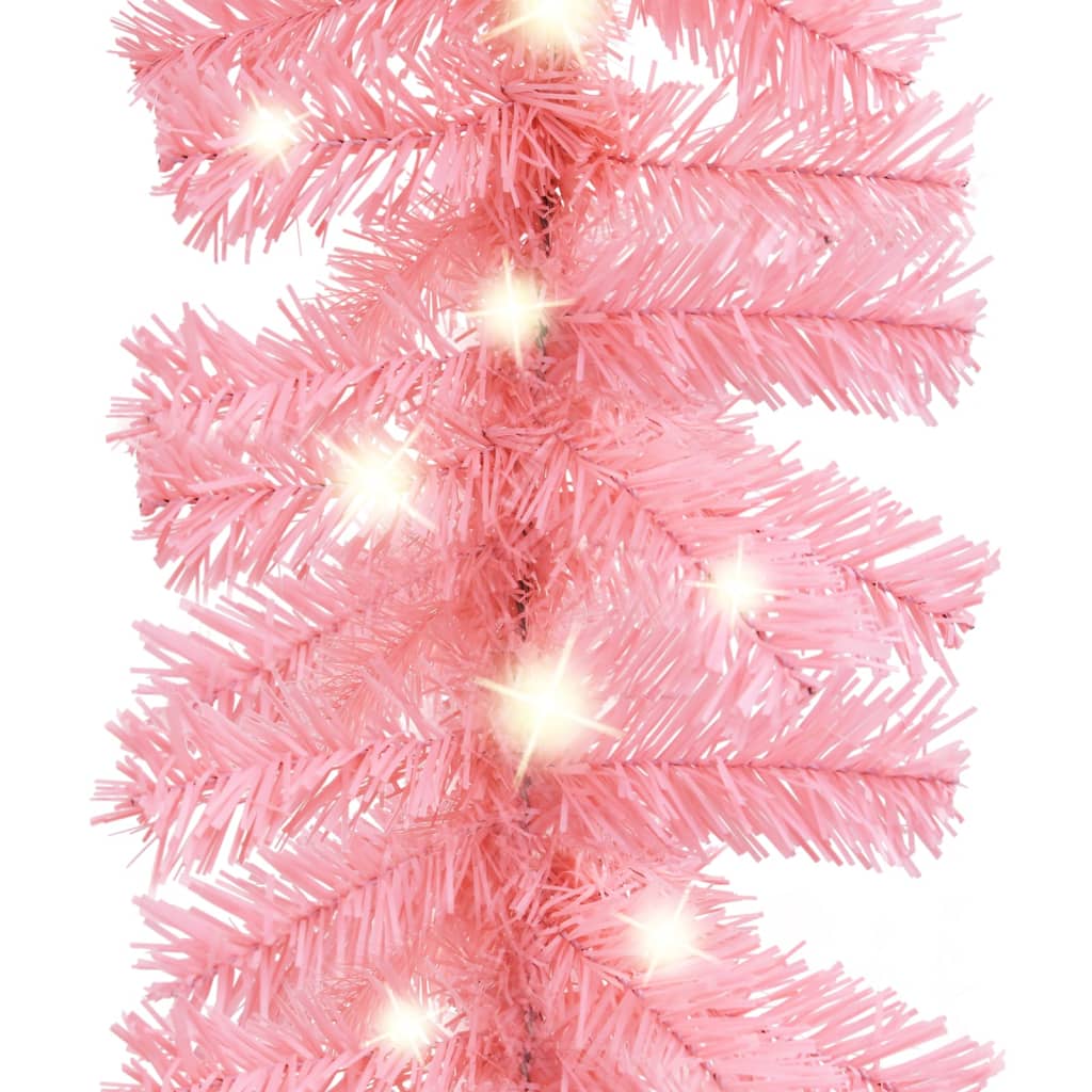 vidaXL Christmas Garland with LED Lights 787.4" Pink