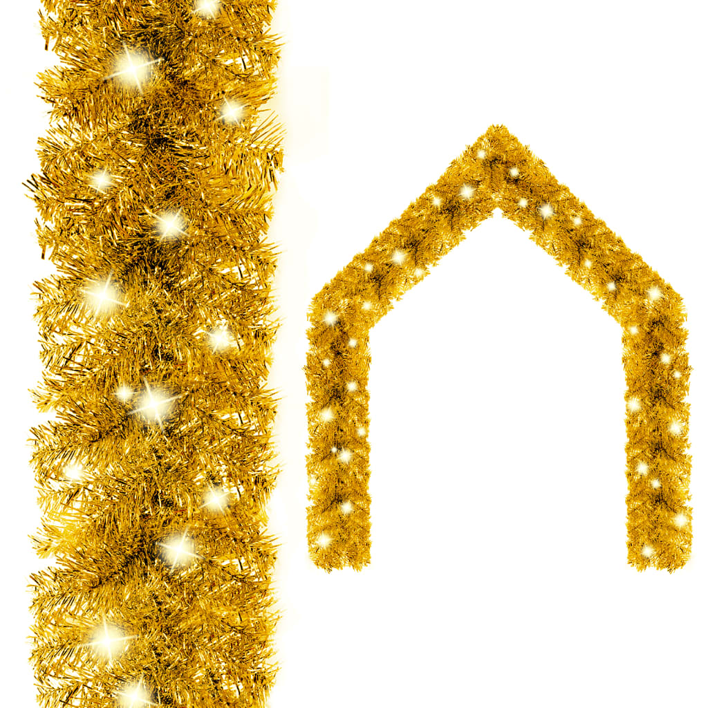 vidaXL Ghirlandă de Crăciun cu lumini LED, auriu, 5 m