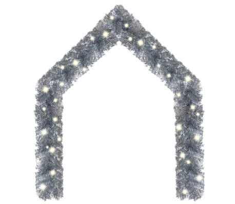 vidaXL Christmas Garland with LED Lights 16 ft Silver